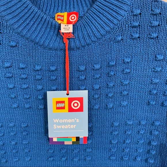 NWT Lego Collection Target Women's Textured Sweater Blue XS Dot Pattern Pullover - Picture 6 of 6